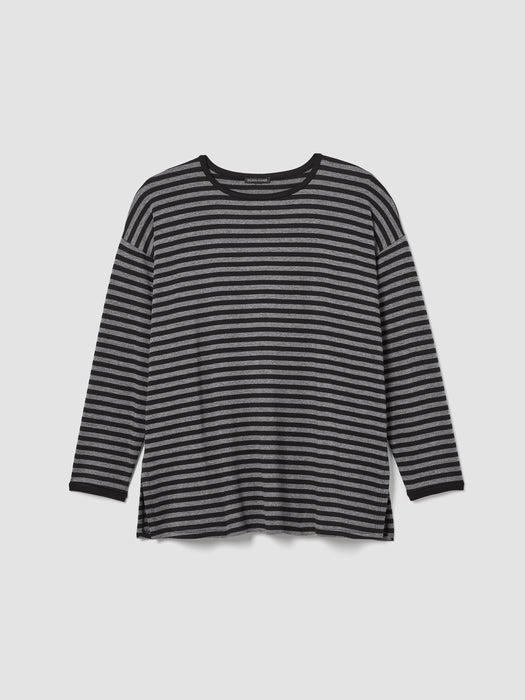 Striped Cozy Brushed Terry Long Box-Top