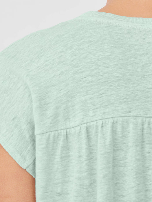 Organic Linen Jersey Shirred-Back Top