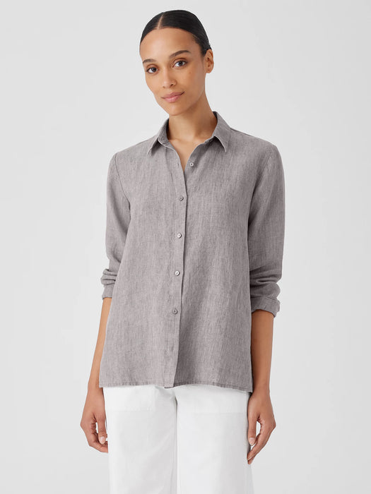 Washed Organic Linen D&eacute;lav&eacute; Classic Collar Shirt
