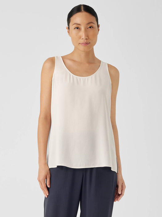 Silk Georgette Crepe Scoop Neck Tank