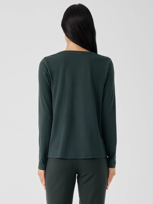 Stretch Jersey Knit Crew Neck Top
