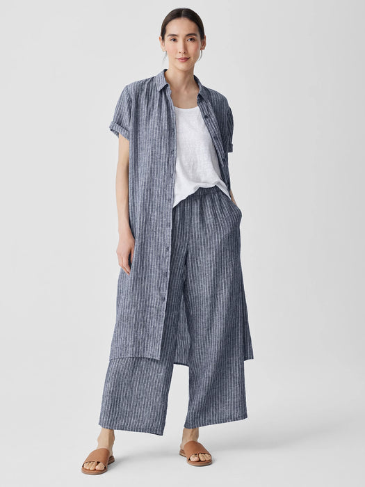 Puckered Organic Linen Shirtdress