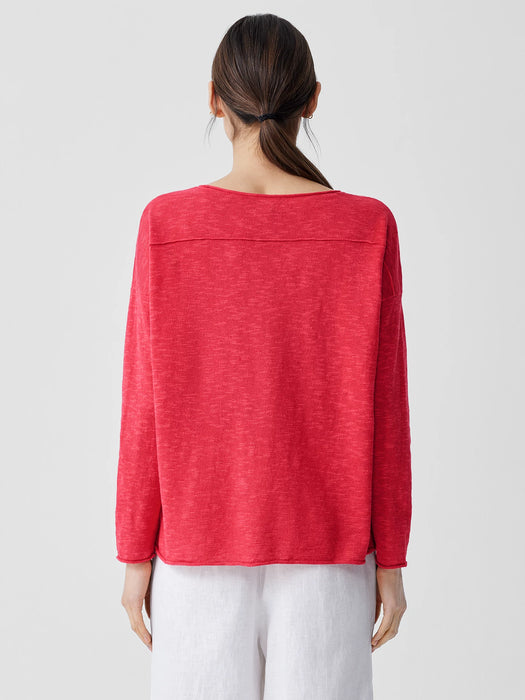 Organic Linen Cotton Slub V-Neck Top