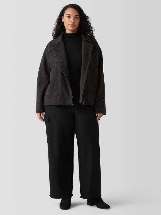 Lightweight Boiled Wool Motorcycle Jacket in Regenerative Wool