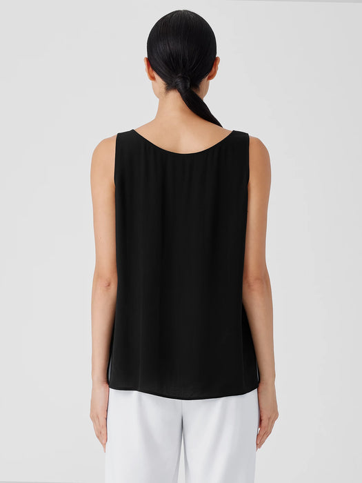 Silk Georgette Crepe Scoop Neck Tank