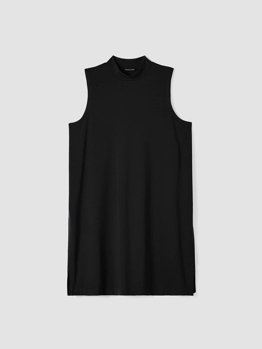 Stretch Jersey Knit Mock Neck Long Tank