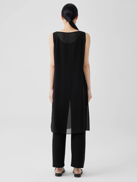 Sheer Silk Georgette Bateau Neck Top