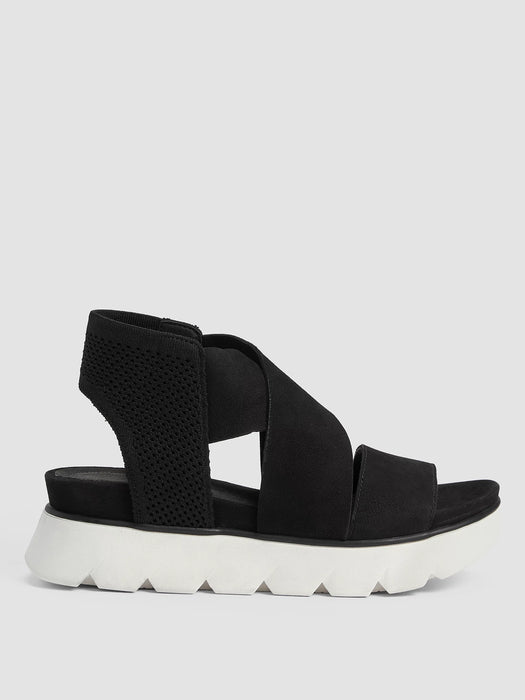 Chant Tumbled Leather Wedge Sandal