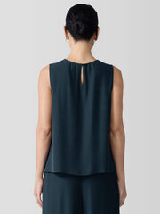 Silk Georgette Crepe Round Neck Tank