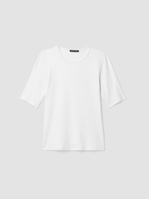Organic Cotton Stretch Rib Crew Neck Top