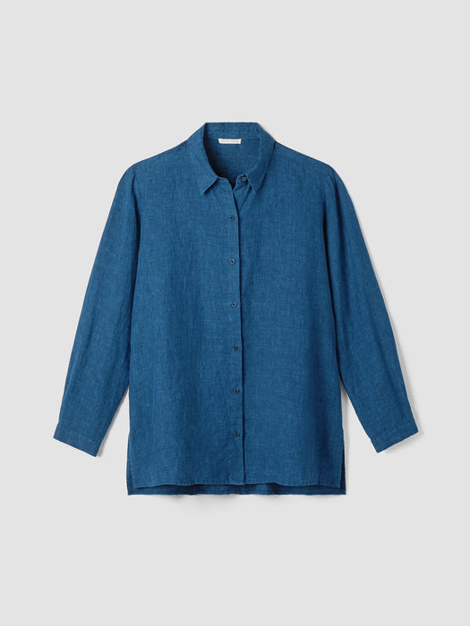 Washed Organic Linen D&eacute;lav&eacute; Classic Collar Shirt