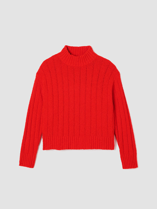 Cotton Fluff Rib Turtleneck Top