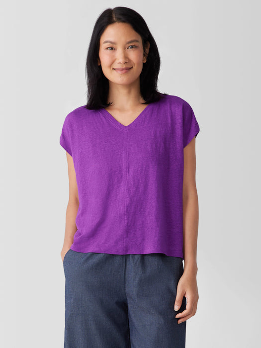 Organic Linen Jersey V-Neck Tee