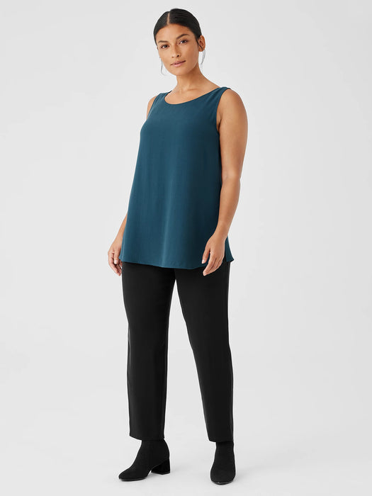 Silk Georgette Crepe&nbsp;Ballet Neck Long Tank