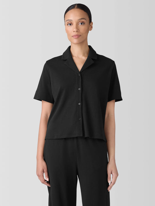 Organic Cotton Interlock Notch Collar Sleep Shirt