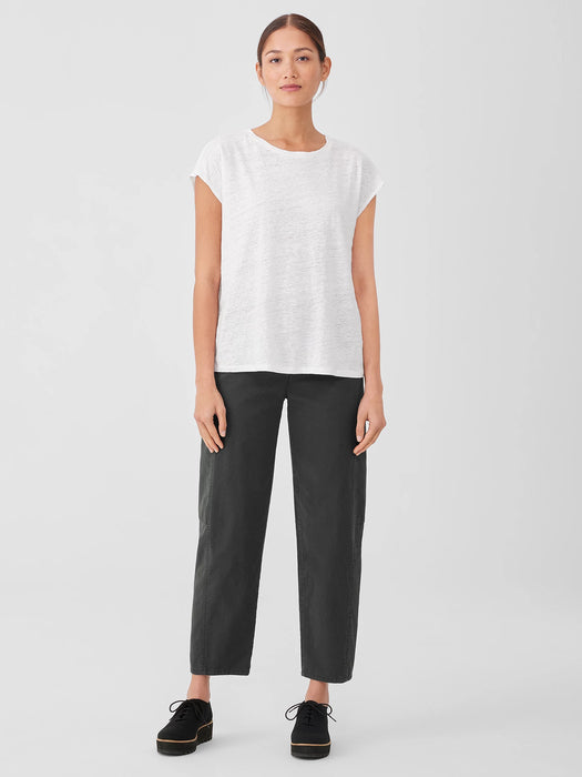 Organic Linen Jersey Shirred-Back Top