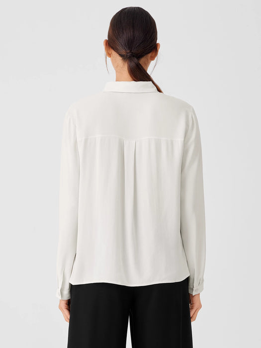 Silk Georgette Crepe Classic Collar Shirt