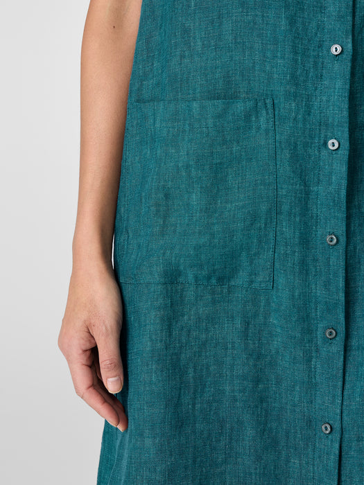 Washed Organic Linen D&eacute;lav&eacute; Sleeveless Shirtdress