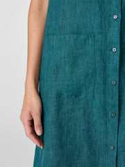 Washed Organic Linen D&eacute;lav&eacute; Sleeveless Shirtdress