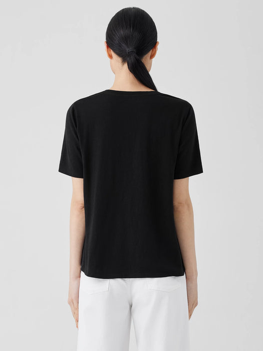Organic Cotton Slubby Jersey V-Neck Tee
