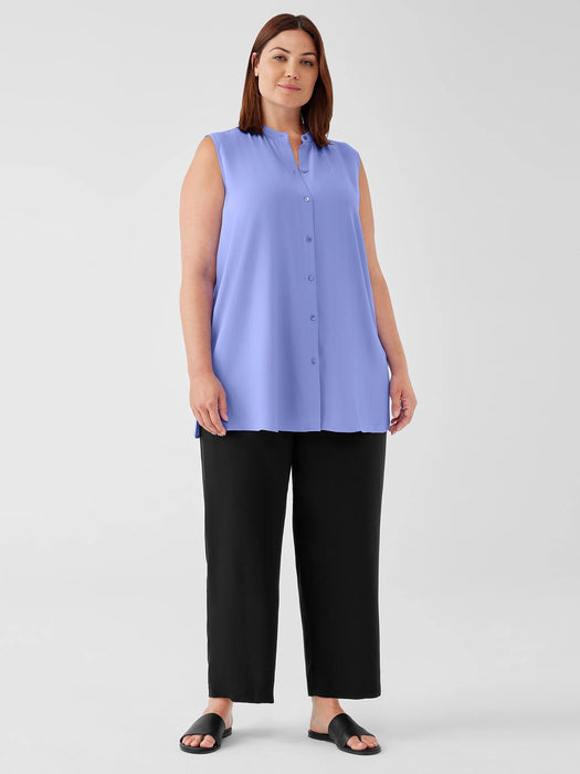 Silk Georgette Crepe Sleeveless Shirt