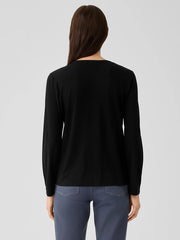 Stretch Silk Jersey Crew Neck Top