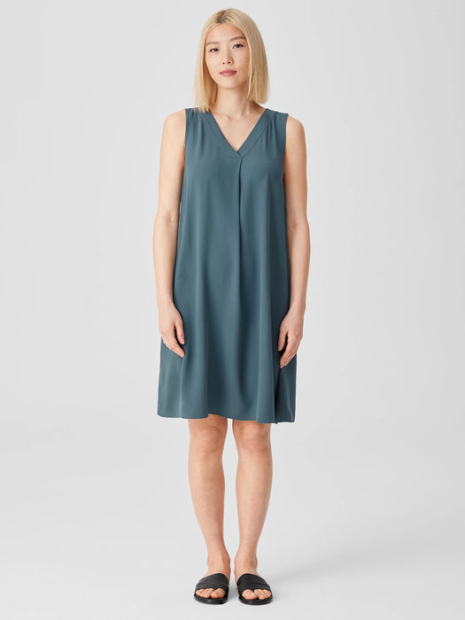 Silk Georgette Crepe Pleated Dress