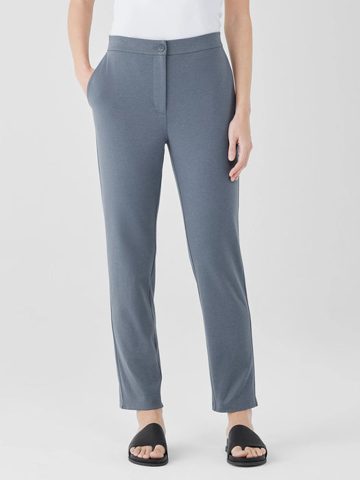 Cotton Blend Ponte High-Waisted Slim Pant