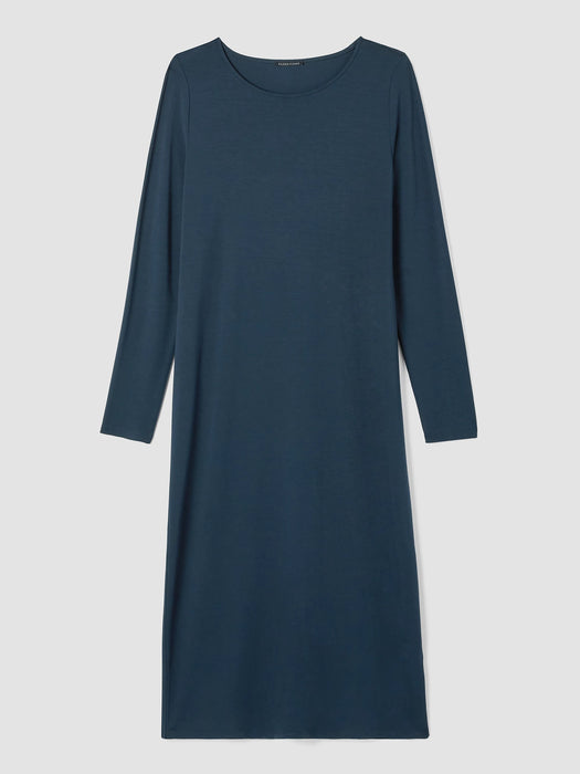 Stretch Jersey Knit Jewel Neck Dress