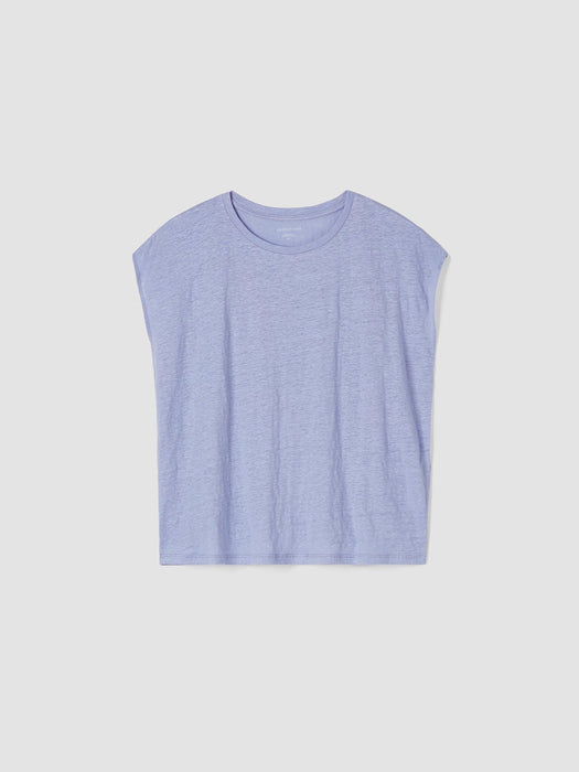 Organic Linen Jersey Shirred-Back Top