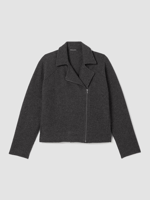 Lightweight Boiled Wool Motorcycle Jacket in Regenerative Wool
