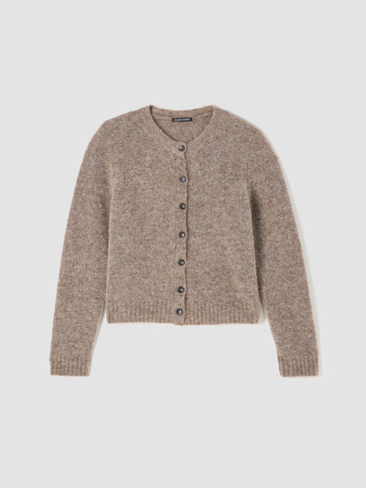 Mohair Plush M&eacute;lange Crew Neck Cardigan
