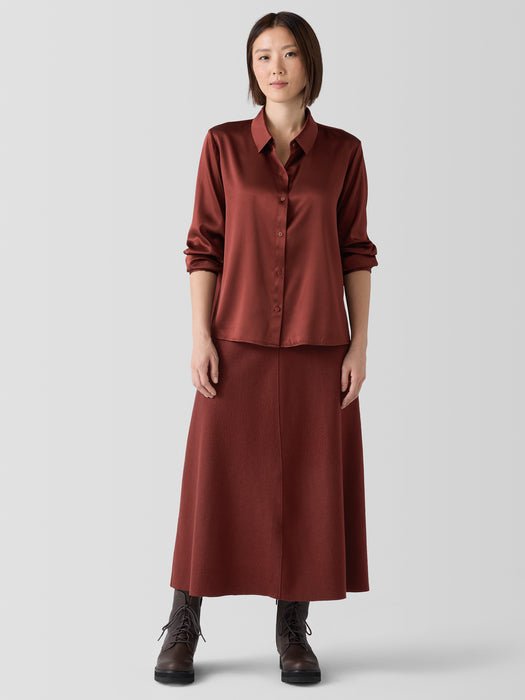 Felted Wool Jersey A-Line Skirt in Regenerative Wool