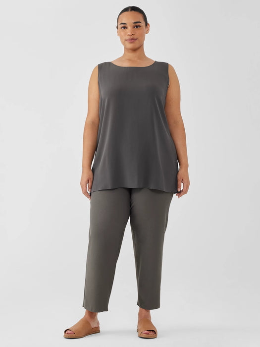 Silk Georgette Crepe&nbsp;Ballet Neck Long Tank