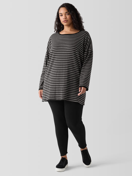 Striped Cozy Brushed Terry Long Box-Top