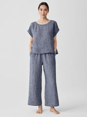 Puckered Organic Linen Wide-Leg Pant