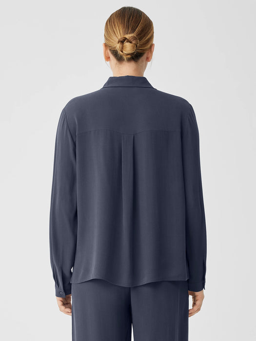 Silk Georgette Crepe Classic Collar Shirt