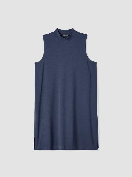 Stretch Jersey Knit Mock Neck Long Tank