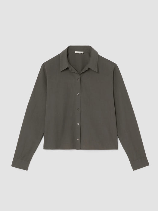 Washed Organic Cotton Poplin Classic Collar Short Shirt