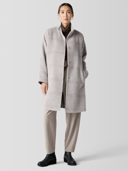 Luxe Alpaca Windowpane Stand Collar Coat