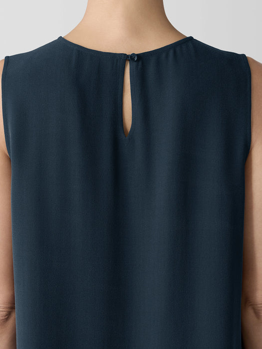 Silk Georgette Crepe Round Neck Tank