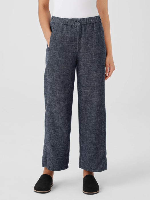 Tweedy Hemp Cotton Wide-Leg Pant