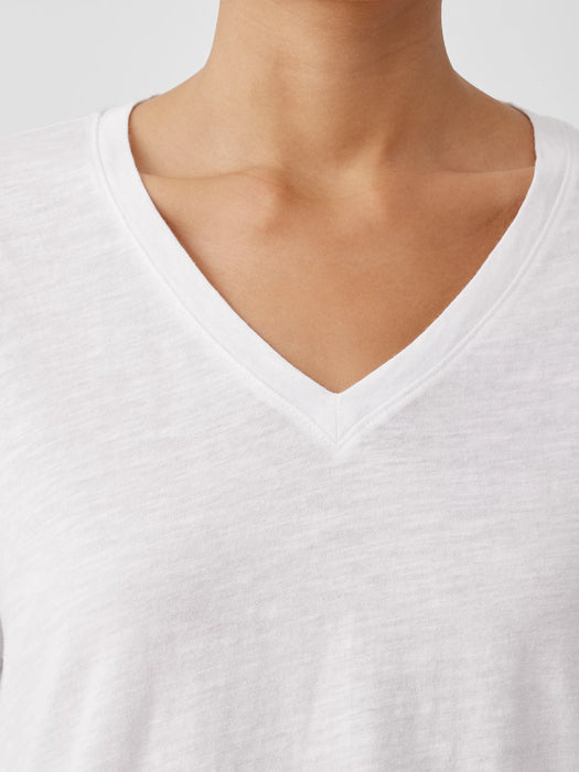 Organic Cotton Slubby Jersey V-Neck Top