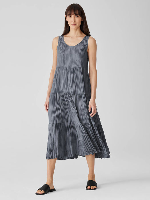 Crushed Silk Tiered Dress
