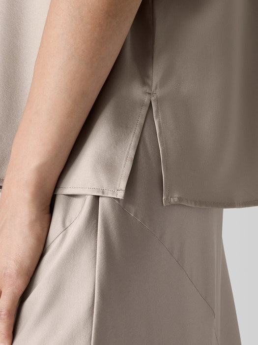 Stretch Silk Charmeuse Scoop Neck Tank