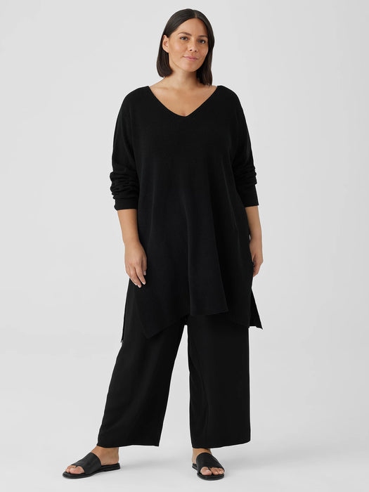 Peruvian Organic Cotton Crepe V-Neck Long Top