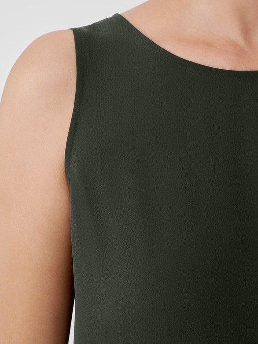 Silk Georgette Crepe&nbsp;Ballet Neck Long Tank