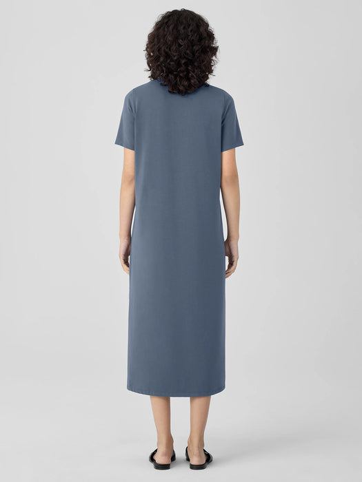 Pima Cotton Stretch Jersey Crew Neck Dress