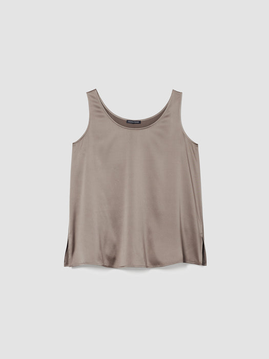 Stretch Silk Charmeuse Scoop Neck Tank