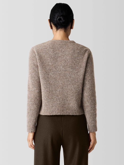 Mohair Plush M&eacute;lange Crew Neck Cardigan